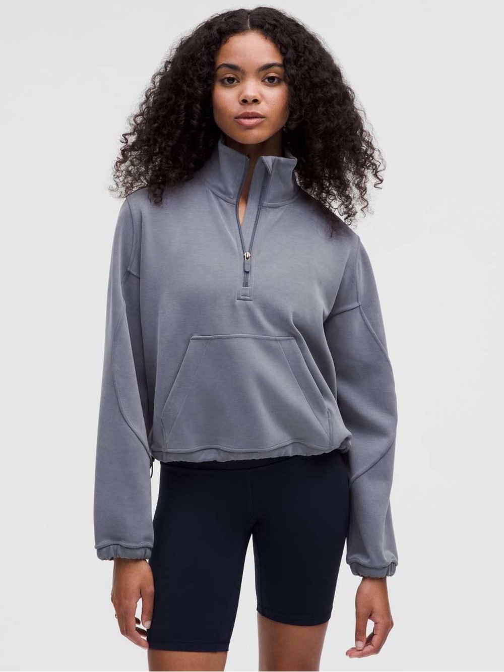 Women’s Grey Half-Zip Pullover Top